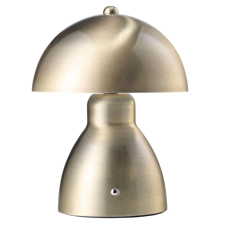 Image of Happy Homewares Antique Brass Domed Rechargeable Touch Dimmable Table Lamp with Metal Dome Shade in Metallic Gold Metallic Gold Unisex