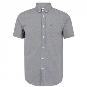 Image of Lacoste Short Sleeve Gingham Shirt - Navy 522