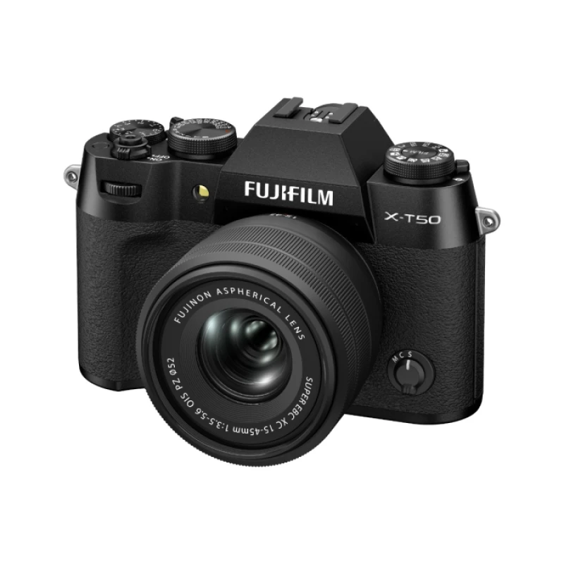 Image of Fujifilm X-T50 Mirrorless Camera in Black with XC15-45mm F3.5-5.6 OIS PZ Lens