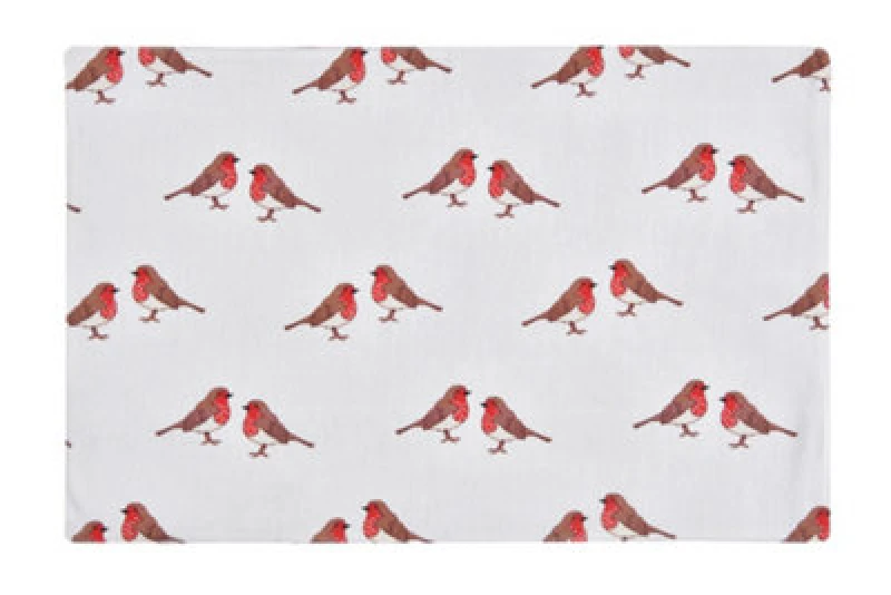 Image of Smart Living Smart Living Decorative Reversible Robin Print Cotton Table Placemats - Set of 4(49cm x 32cm) in Red Red One Size Unisex 5056557515219