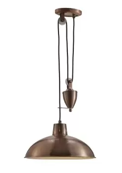 Image of Wellington Pulley System Dome Ceiling Pendant E27 Antique Copper