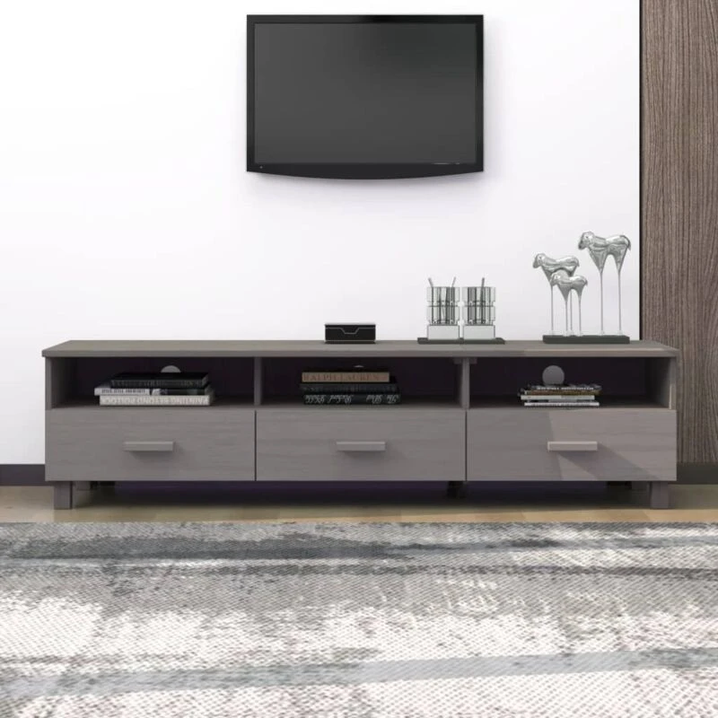 Image of VIDAXL TV Cabinet hamar Light Grey 158x40x40cm Solid Wood Pine Vidaxl 8720286818213