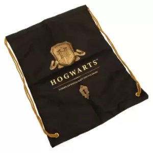 Image of Harry Potter Hogwarts Drawstring Bag (One Size) (Gold/Black)
