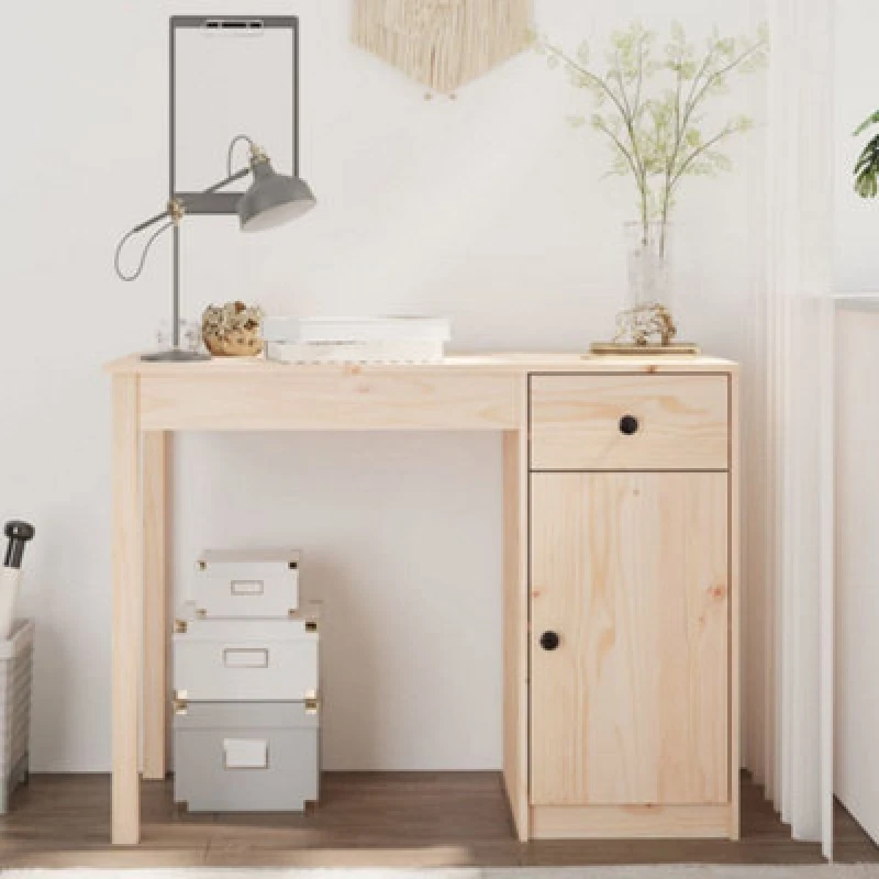 Image of Vidaxl Desk 100X50X75cm Solid Wood Pine, Brown 814629