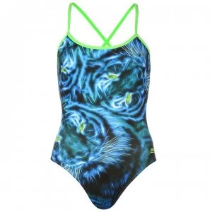 Image of Zoggs Tri Back Swimsuit Ladies - Blue Feline