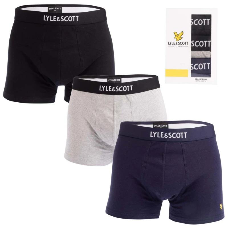 Image of Lyle and Scott Devon 3 Pack Boxer Shorts Black Grey male M