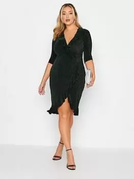 Image of Yours Party Ruffle Wrap Dress - Green, Size 26-28, Women