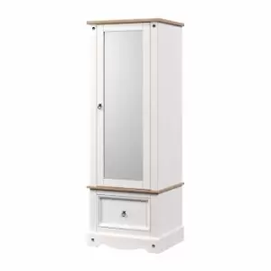 Image of Corona White Armoire with Mirrored Door And Drawer