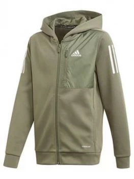 Image of adidas Boys AEROREADY Full Zip Hoodie - Green, Size 4-5 Years