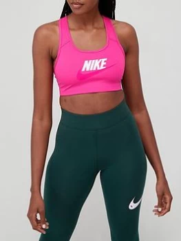 Image of Nike Medium Control Swoosh Futura Bra - Bright Pink, Bright Pink Size XS Women