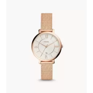 Image of Fossil Womens Jacqueline Three-Hand Rose Gold-Tone Stainless Steel Watch - Rose Gold