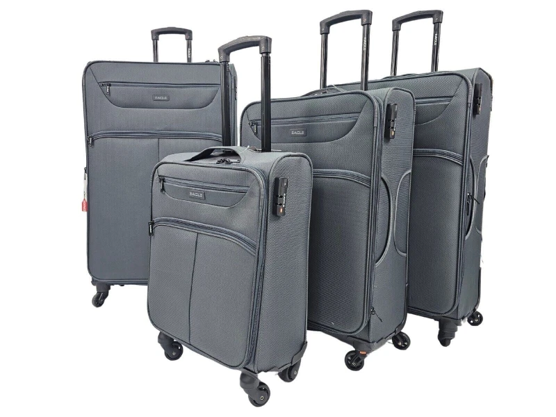 Image of Eagles Lightweight Soft Suitcases 4 Wheel Luggage Travel TSA Cabin in Grey Size: Medium Grey Unisex Medium