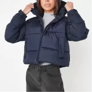 Image of Missguided Hooded Padded Puffer - Blue