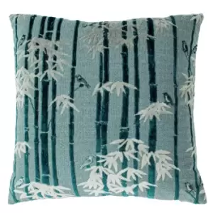 Image of Anji Velvet Jacquard Cushion Teal