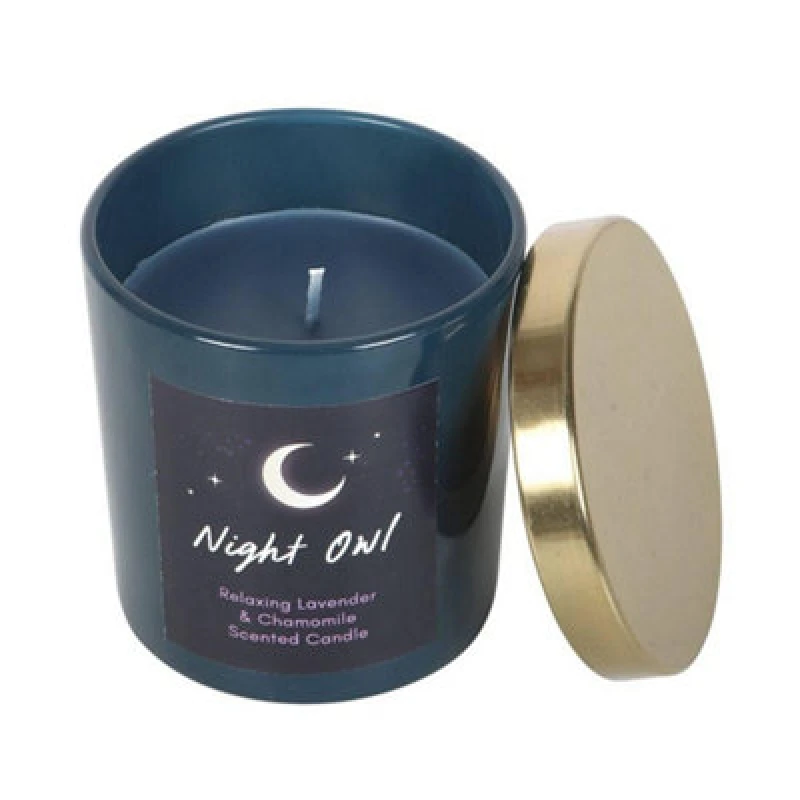 Image of Something Different Something Different Night Owl Lavender & Chamomile Candle in Blue Blue One Size Unisex 5063703272209