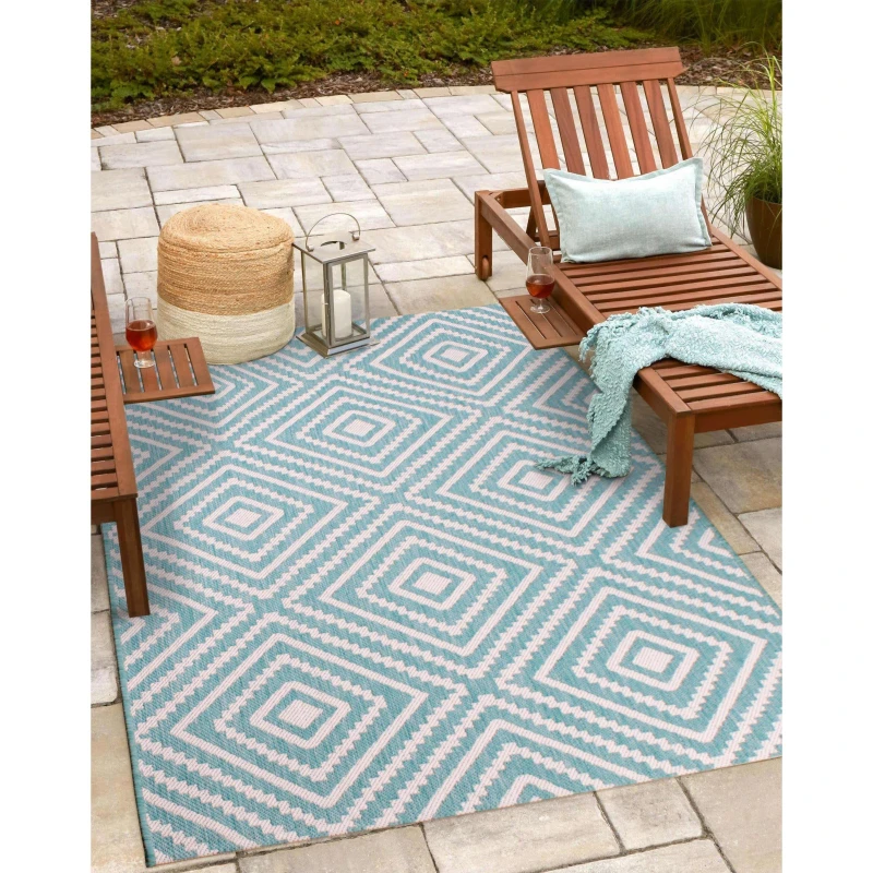 Image of Rugstyle SUMMER BREEZE LARGE DIAMOND Aqua unisex 100x150cm
