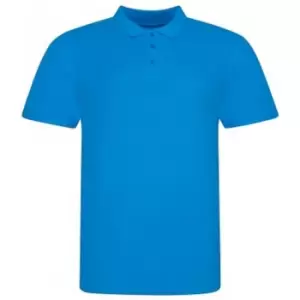 Image of Awdis Mens Piqu Cotton Short-Sleeved Polo Shirt (M) (Azure)