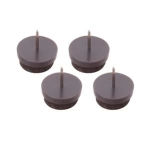 Image of BQ Brown Plastic with Felt Pads Nail In Glide Dia22mm Pack of 4