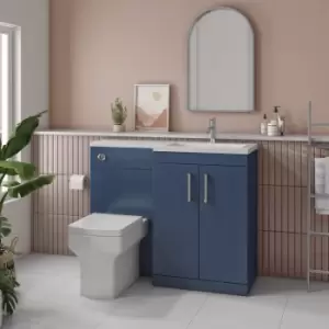 Image of 1100mm Blue Toilet and Sink Unit Right Hand with Chrome Fittings - Ashford