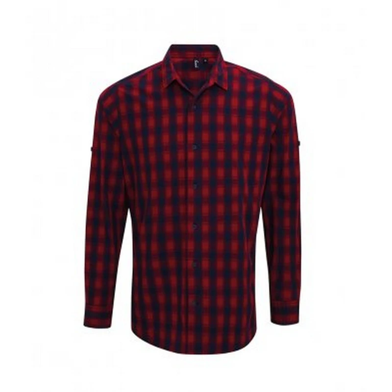 Image of Premier Premier Men Mulligan Check Long Sleeve Shirt in Red Size: Small Red S Male 5057819129809