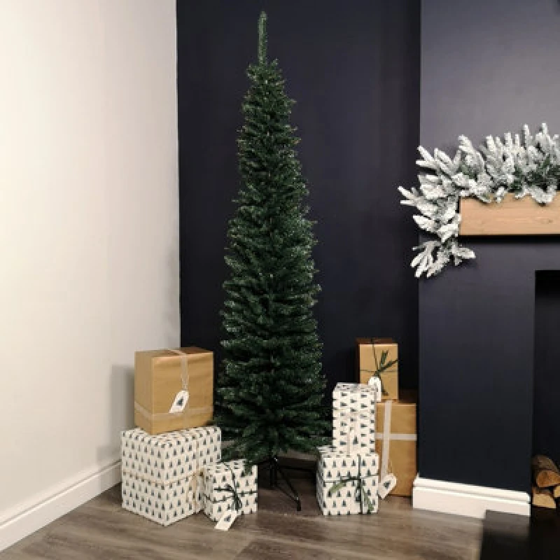 Image of Samuel Alexander 6.5ft (2m) Pencil Style Slim Artificial Christmas Tree in Green Green