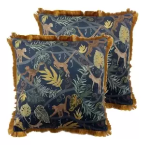Image of Furn. Monkey Forest Twin Pack Polyester Filled Cushions Midnight