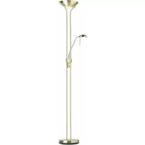 Image of Loops - Mother & Child Floor Lamp Satin Brass 1.8m Twin Light Dimmer Flexible Reading