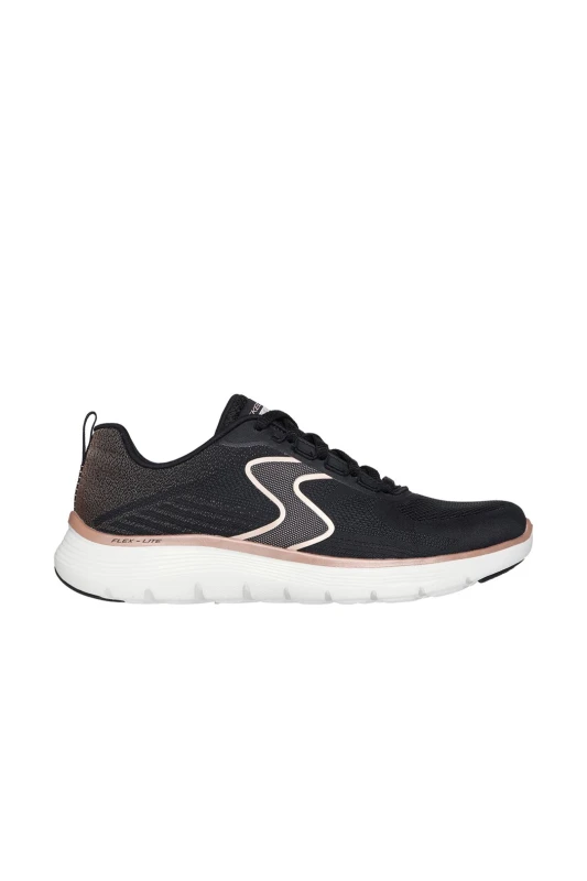 Image of Skechers Womens Flex Appeal 5.0 - Metallic Mesh Lace-Up Black /Rose Gold Size: 4 Black Female 4