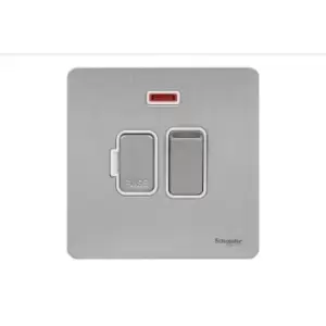 Image of Schneider Electric Ultimate Screwless Flat Plate - Switched Fused Connection Unit, with Neon Indicator, Double Pole, 13A, GU5411WSS, Stainless Steel w