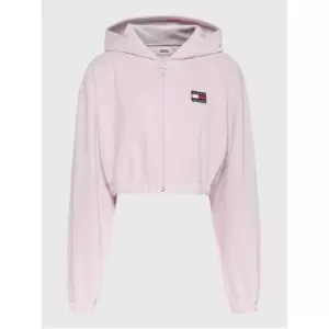 Image of Tommy Jeans Super Crop Velour Zip Thru - Pink