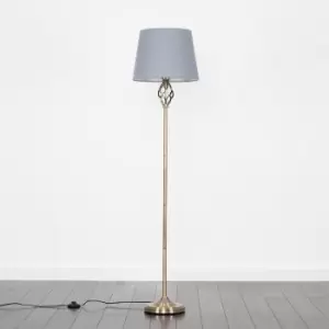 Image of Memphis Antique Brass Floor Lamp with Grey Aspen Shade
