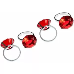 Image of Red Diamante Napkin Rings- Set of 4 - Premier Housewares