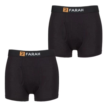 Image of Farah 2 Pack Plain Cotton Keyhole Trunks Mens - Black