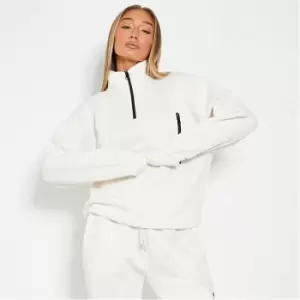 Image of I Saw It First Half Zip Oversized Sweatshirt - White