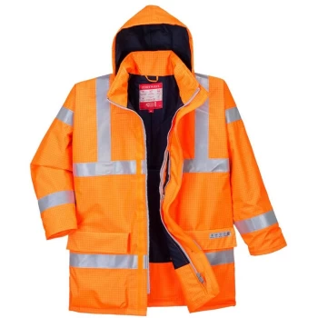 Image of Portwest - S778ORRL - sz L Bizflame Rain Hi-Vis Antistatic FR Jacket - Orange