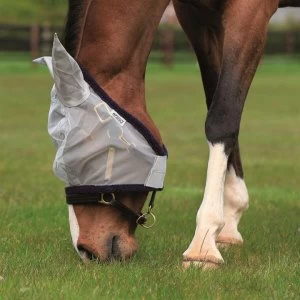 Image of Amigo Fine Mesh Fly Mask with Ears - Silver/Navy