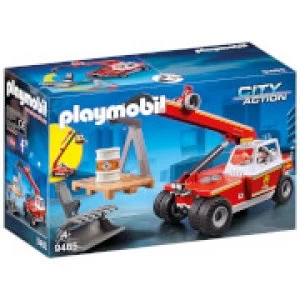Image of Playmobil City Action Fire Crane with Pallet Fork Attachments (9465)