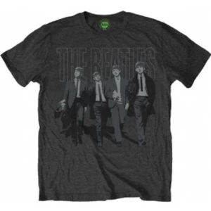 Image of The Beatles - Walking In London on Logo Mens Medium T-Shirt - Grey