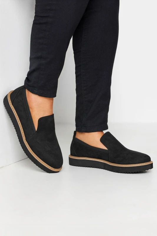 Image of Yours Womens Wide & Extra Wide Fit Loafers in Black Size: 9EEE Black Female 9EEE