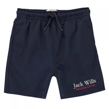 Image of Jack Wills Kids Boys Ridley Script Logo Swim Shorts - Navy