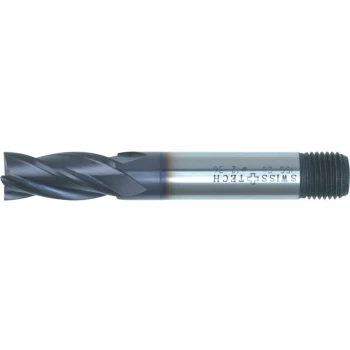 Image of 16.00MM HSS-Co 8% Threaded Shank Multi Flute End Mills - TiAlN Coated - Swisstech