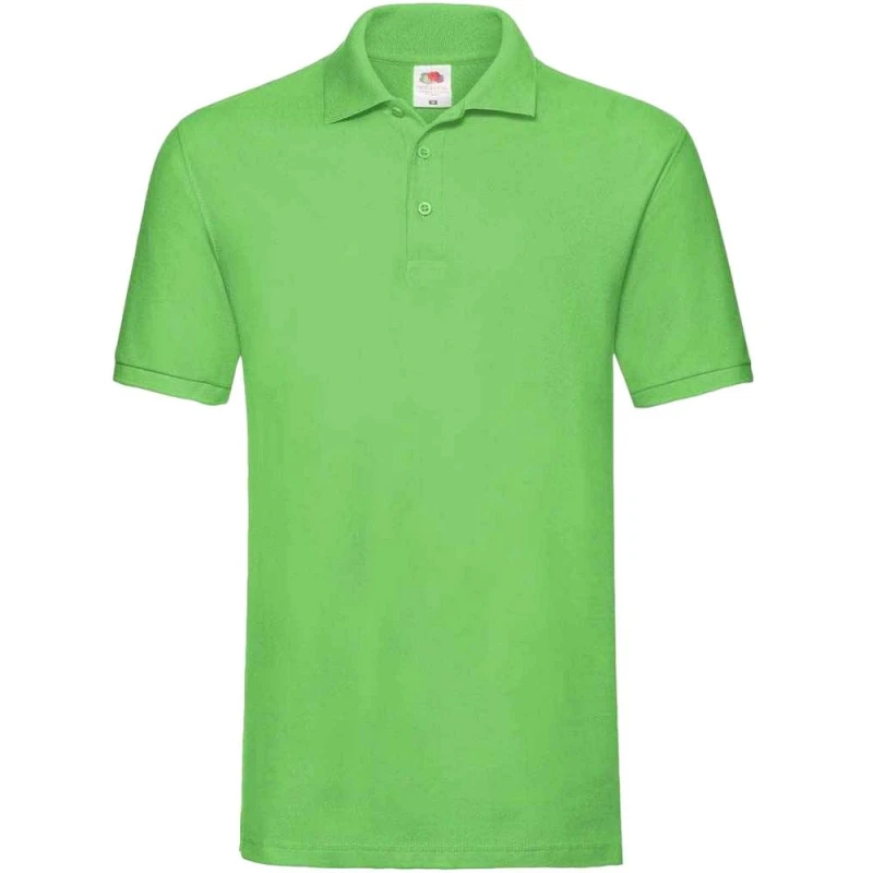 Image of Fruit Of The Loom Fruit of the Loom Men Premium Cotton Pique Polo Shirt in Lime Size: Small Lime S Male 5063527578990