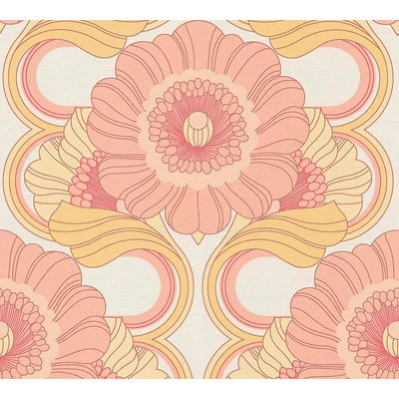 Image of As Creation Retro Chic Floral Orange Wallpaper Stylish Textured Paste The Wall
