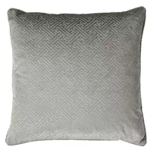 Image of Florence Embossed Velvet Cushion Silver / 55 x 55cm / Polyester Filled