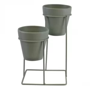 Image of Potting Shed Small Double Planter On Stand, Green