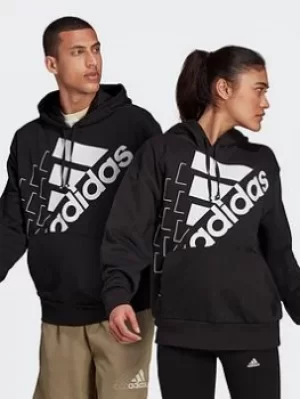 Image of adidas Essentials Logo Hoodie (gender Neutral), Black/White, Size S, Men