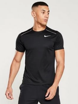 Image of Nike Dry Miler Running T-Shirt, Black, Size S, Men