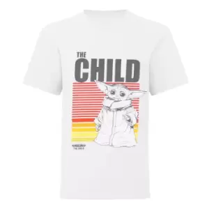 Image of Star Wars: The Mandalorian Boys The Child Mono Sketch T-Shirt (5-6 Years) (White)