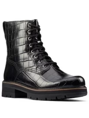 Image of Clarks Orianna Hi Lace Ankle Boot, Black, Size 4, Women