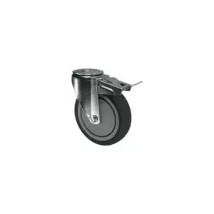 Image of Braked Swivel Bolt Hole 7 5MM Rubber Tyre